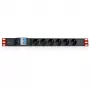 Techly I-CASE STRIP-61UD 1U slēdžu panelis 6 kontaktligzdām, melns/sarkans