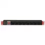 Techly I-CASE STRIP-18C20 strāvas sadalītājs (PDU) 8 kontaktligzdas 1U Melns, Sarkans