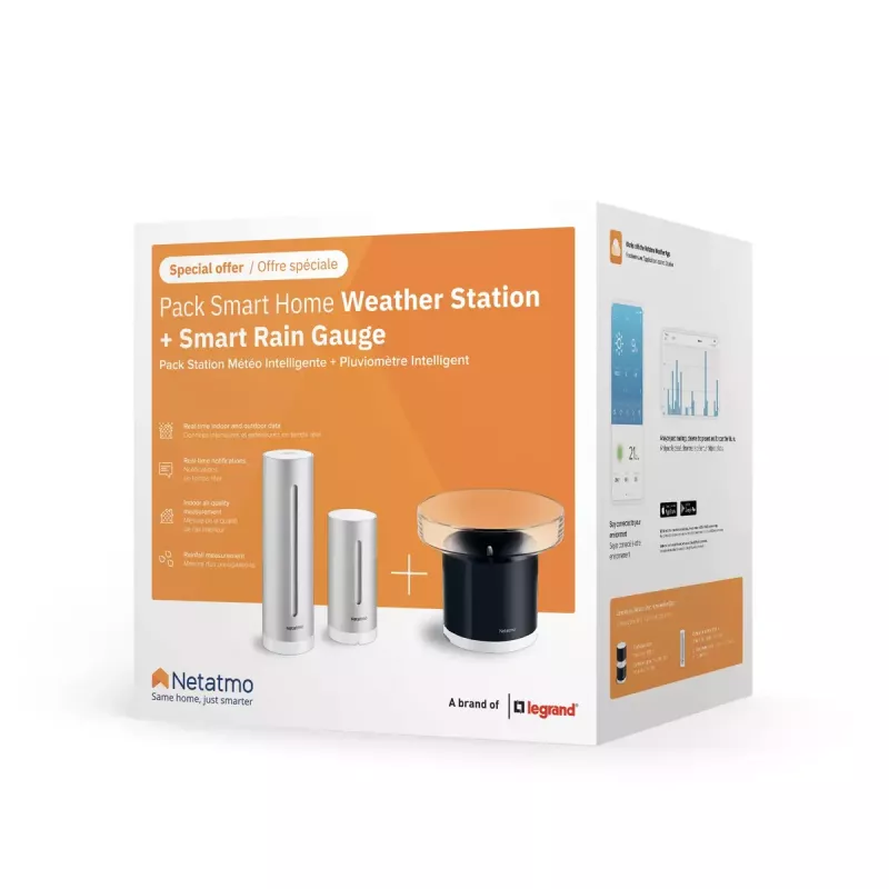 Netatmo Rain Pack — Viedā laikapstākļu stacija + viedais lietus mērītājs