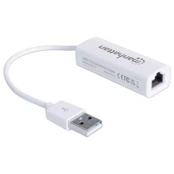 Manhattan USB-A Fast Ethernet Adapter, 10/100 Mbps, RJ45, balts