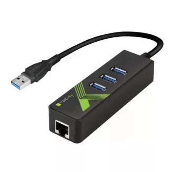 Techly IDATA USB-ETGIGA-3U2 klēpjdatora dokstacija/portu paplašinātājs USB 3.2 Gen 1 (3.1 Gen 1) Type-A Melns
