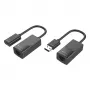 Techly IUSB-EXTENDTY2 dzimuma pārveidotājs RJ-45 uz USB 2.0 Type-A, melns