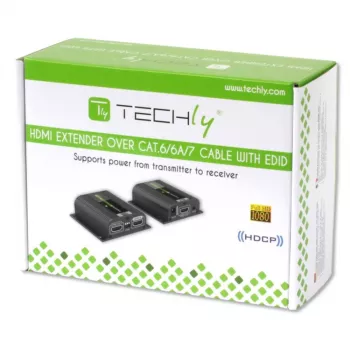 Techly IDATA EXT-E70POED AV pagarinātājs raidītājs un uztvērējs Melns