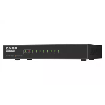 QNAP QSW-1108-8T-R2 nepārvaldāms tīkla slēdzis, 8x 2,5GbE RJ45 (10/100/1000/2500 Mbps), galda, bez ventilatora, melni pelēks