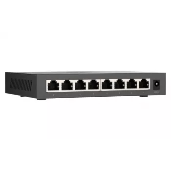 QNAP QSW-1108-8T-R2 nepārvaldāms tīkla slēdzis, 8x 2,5GbE RJ45 (10/100/1000/2500 Mbps), galda, bez ventilatora, melni pelēks