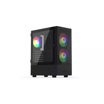 PC korpuss KRUX VAKO KRX0132 ATX melns — rūdīts stikls, RGB, atbalsta Mini‑ATX, GPU līdz 31 cm, CPU dzesētājs līdz 15.9 cm
