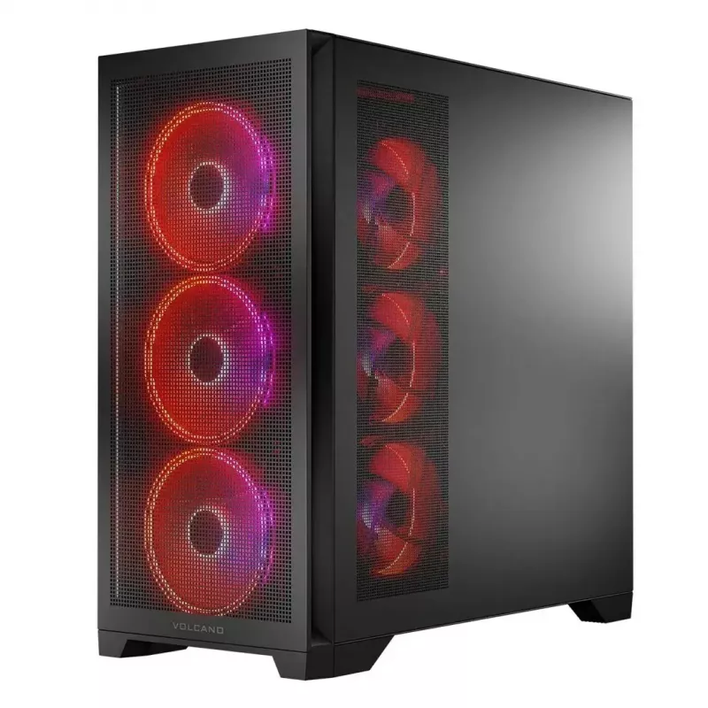 PC korpuss MODECOM VOLCANO EXPANSE S APEX ARGB MIDI Tower, rūdīts stikls, USB-C, 3x140mm priekšā, atbalsta ATX/microATX, GPU līdz 430mm