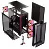 PC korpuss MODECOM VOLCANO EXPANSE S APEX ARGB MIDI Tower, rūdīts stikls, USB-C, 3x140mm priekšā, atbalsta ATX/microATX, GPU līdz 430mm