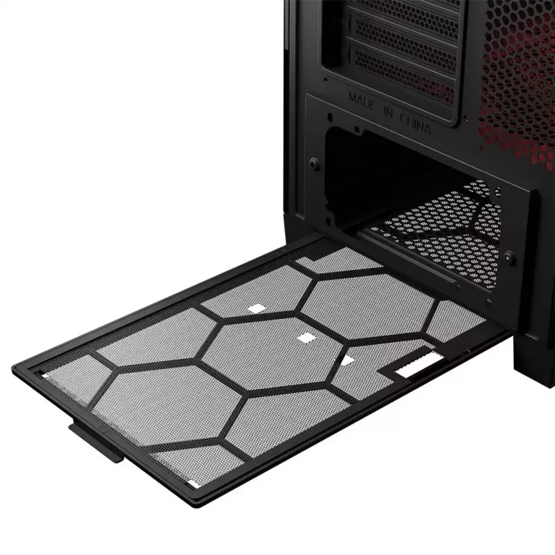 PC korpuss MODECOM VOLCANO EXPANSE S APEX ARGB MIDI Tower, rūdīts stikls, USB-C, 3x140mm priekšā, atbalsta ATX/microATX, GPU līdz 430mm