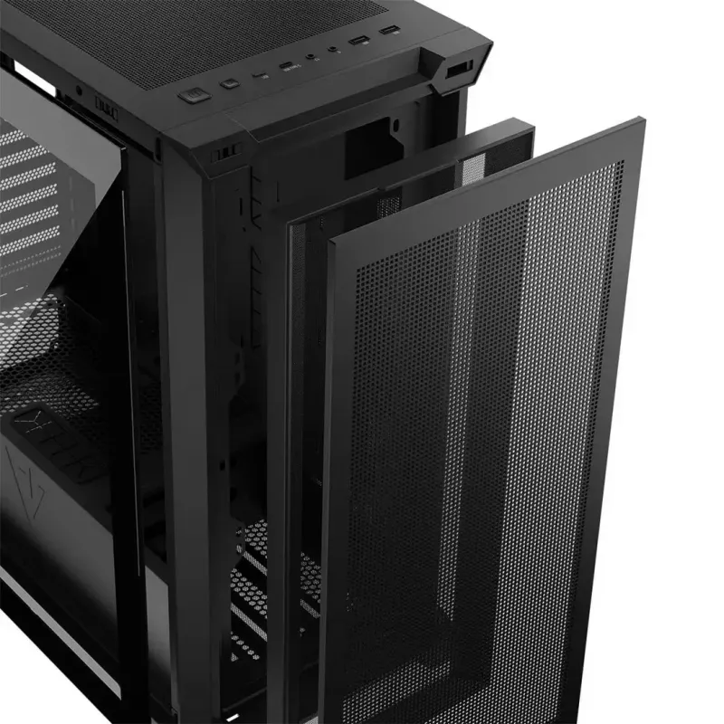 PC korpuss MODECOM VOLCANO EXPANSE S APEX ARGB MIDI Tower, rūdīts stikls, USB-C, 3x140mm priekšā, atbalsta ATX/microATX, GPU līdz 430mm