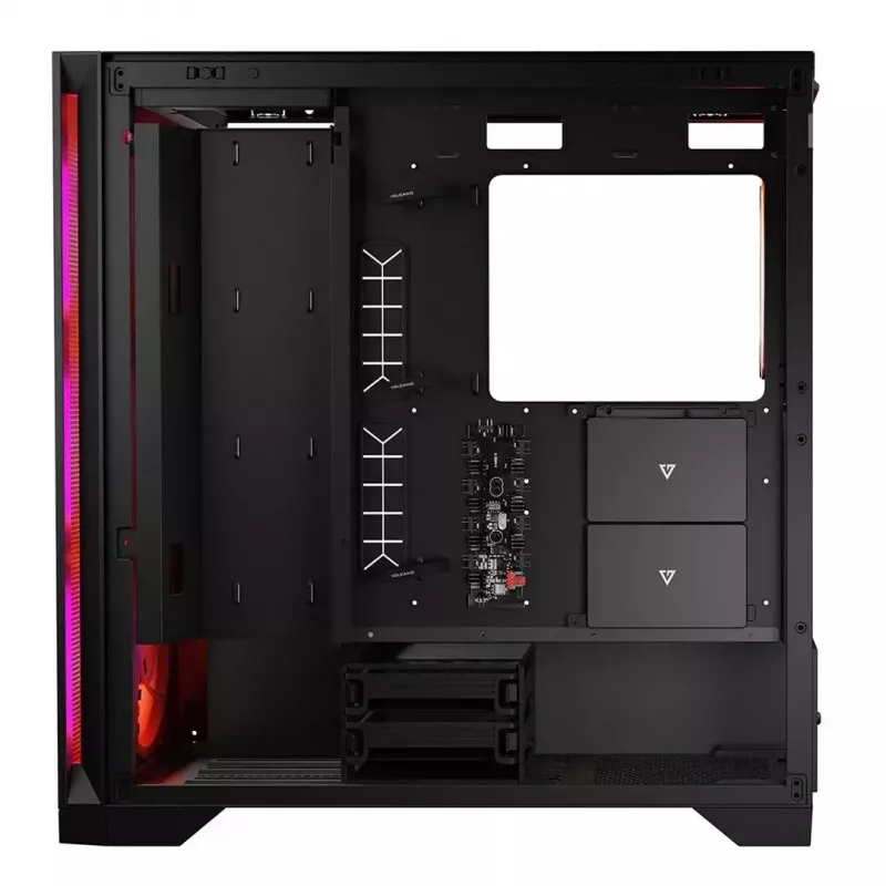 PC korpuss MODECOM VOLCANO EXPANSE S APEX ARGB MIDI Tower, rūdīts stikls, USB-C, 3x140mm priekšā, atbalsta ATX/microATX, GPU līdz 430mm