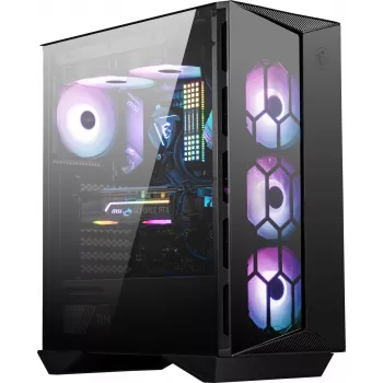 MSI MPG GUNGNIR 110R Mid Tower Gaming Dators Korpus Melns, USB 3.2 Gen2 Type C, 4x 120mm ARGB Ventilators, Mystic Light Sync, 1 līdz 6 ARGB Kontroles Plate, 2x Rūdīts Stikls, ATX, mATX, mini-ITX