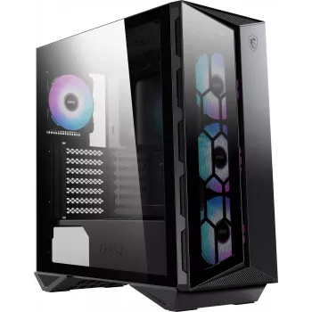 MSI MPG GUNGNIR 110R Mid Tower Gaming Dators Korpus Melns, USB 3.2 Gen2 Type C, 4x 120mm ARGB Ventilators, Mystic Light Sync, 1 līdz 6 ARGB Kontroles Plate, 2x Rūdīts Stikls, ATX, mATX, mini-ITX