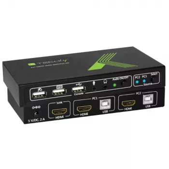 Techly 2x1 USB HDMI KVM slēdzis 4Kx2K IDATA KVM-HDMI2U Melns