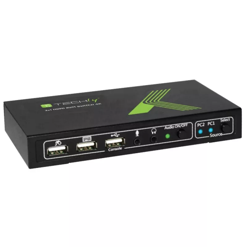 Techly 2x1 USB HDMI KVM slēdzis 4Kx2K IDATA KVM-HDMI2U Melns