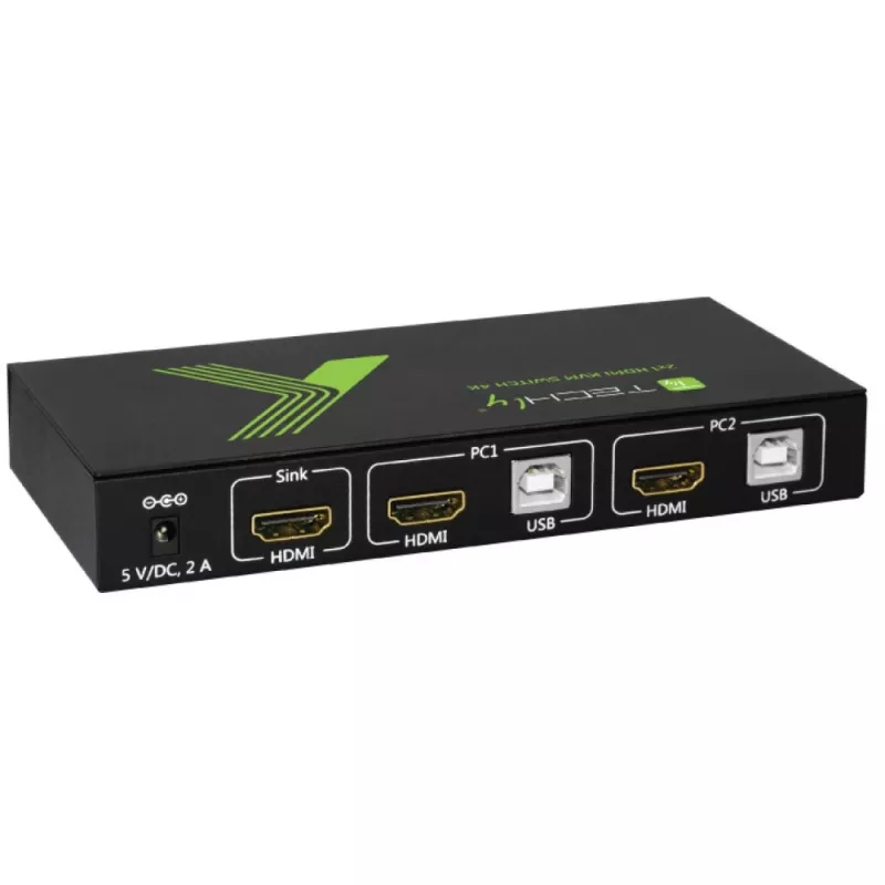 Techly 2x1 USB HDMI KVM slēdzis 4Kx2K IDATA KVM-HDMI2U Melns