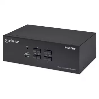 KVM slēdzis Manhattan 4 porti 4K@30Hz USB-A Audio Mikrofons