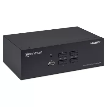 KVM slēdzis Manhattan 4 porti 4K@30Hz USB-A Audio Mikrofons