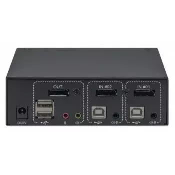 KVM slēdzis Manhattan DisplayPort 1.2 2-portu 4K@60Hz USB-A Audio