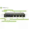 Techly IDATA-DP-KVM4 KVM slēdzis 4x1 DisplayPort, USB, audio, 4K@30Hz, melns, montāžai plauktā