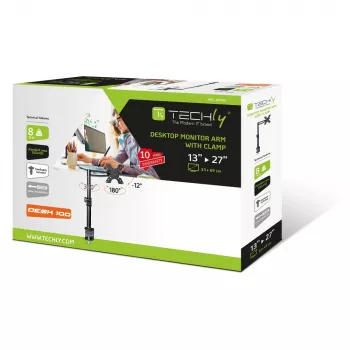 Techly ICA-LCD 501BK galda statīvs monitoram, vidējā roka, slīpums, 13-27 collas