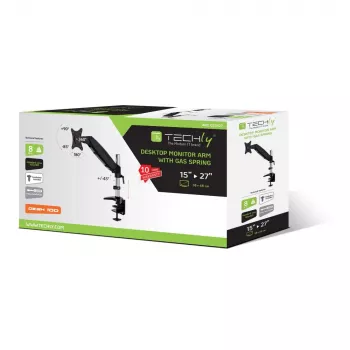 Techly ICA-LCD 111-BK Galda cauruļveida gāzes atspere monitoram 15-27 inch 360mm Melna