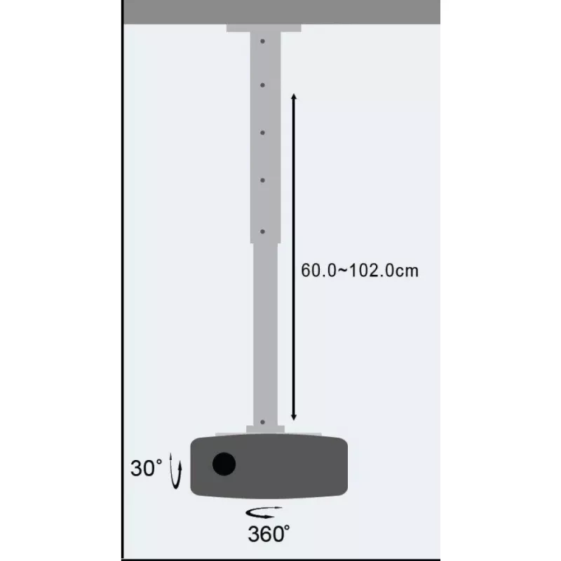 Techly projektora griestu statīva pagarinājums 60-102 cm sudrabs ICA-PM 102XL