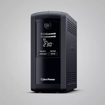 Nepārtrauktās barošanas avots CYBERPOWER Tracer III VP1000ELCD-FR, Line-Interactive 1 kVA (550 W), 4x E tipa kontaktligzdas, LCD, USB, RS-232