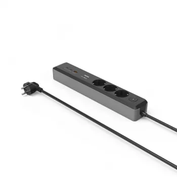 Hama 00223192 pagarinātājs 1.4 m 3 kontaktligzdas Iekštelpām Melns, Pelēks