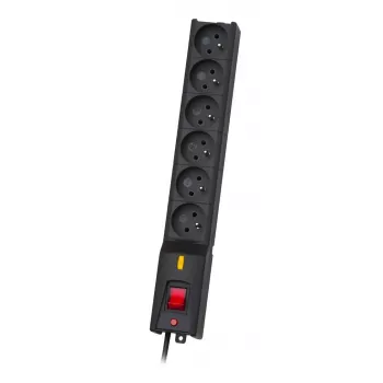 Lestar LX 610 G-A pārsprieguma aizsargs-pagarinātājs, 6 rozetes, 1,5 m kabelis, 155 J, 230 V, 10 A, ar slēdzi, melns