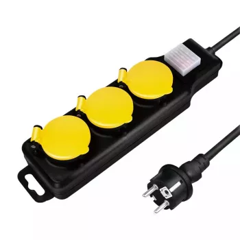 Pagarinātājs LogiLink LPS253 1.5 m 3 AC kontaktligzdas Āra Melns Dzeltens