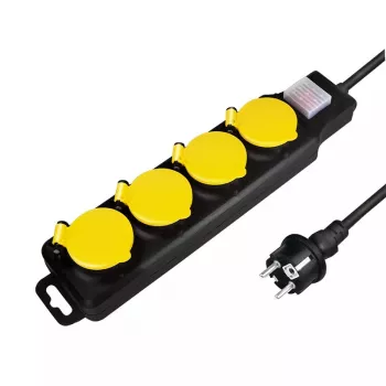 Pagarinātājs LogiLink LPS254 1.5m 4 Kontaktligzdas Āra Telpām Melns Dzeltens