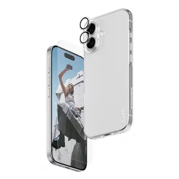 PanzerGlass 3-in-1 Combo Bundle iPhone 17 — ekrāna aizsargs, kameras lēcu aizsargs un maciņš