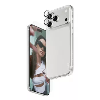 PanzerGlass 3-in-1 komplekts iPhone 17 Pro Max – ekrāna aizsargs, maciņš un kameras lēcu aizsargs CR60725