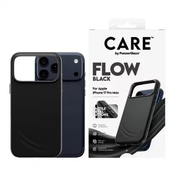 Aizsargmaciņa PanzerGlass CARE by Feature FLOW iPhone 17 Pro Max, melna, MagSafe saderīga