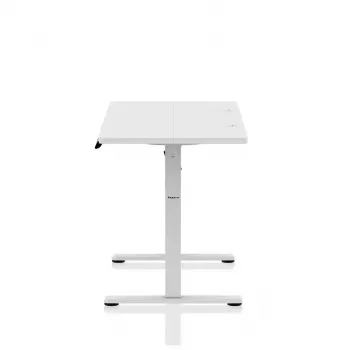 Gaming galds huzaro Hero 8.1 — balts elektriski regulējams augstums 120×60 cm, 720–1180 mm, 50 kg, kabeļu pārvaldība