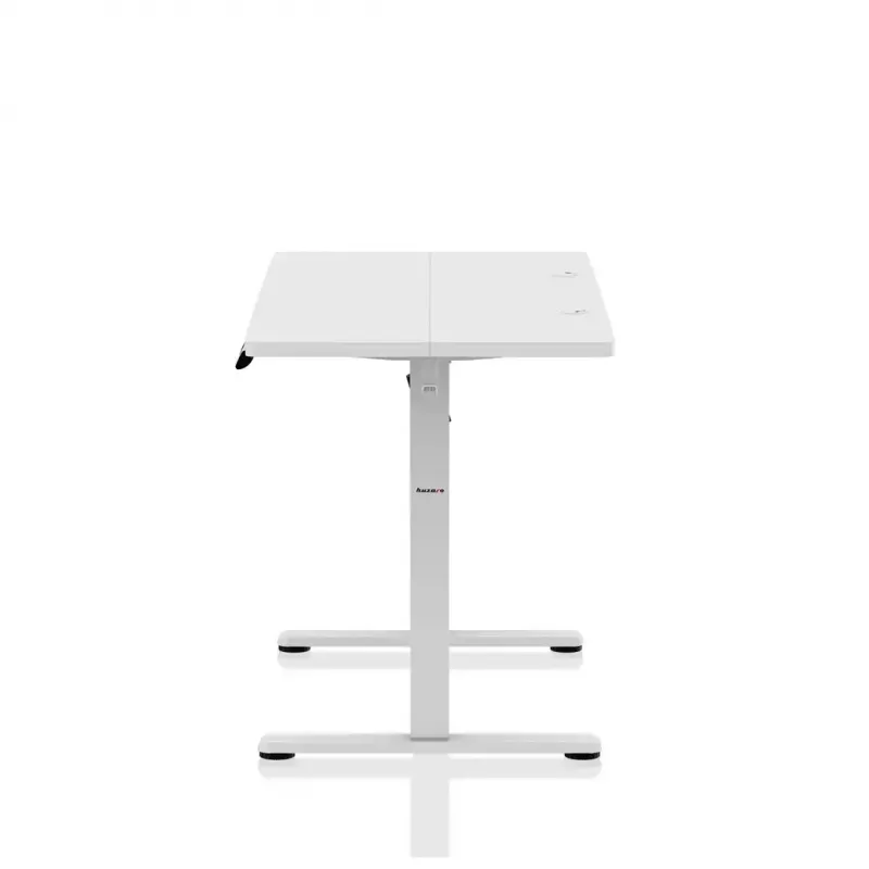 Gaming galds huzaro Hero 8.1 — balts elektriski regulējams augstums 120×60 cm, 720–1180 mm, 50 kg, kabeļu pārvaldība