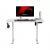 Gaming galds huzaro Hero 8.1 — balts elektriski regulējams augstums 120×60 cm, 720–1180 mm, 50 kg, kabeļu pārvaldība