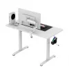 Gaming galds huzaro Hero 8.1 — balts elektriski regulējams augstums 120×60 cm, 720–1180 mm, 50 kg, kabeļu pārvaldība