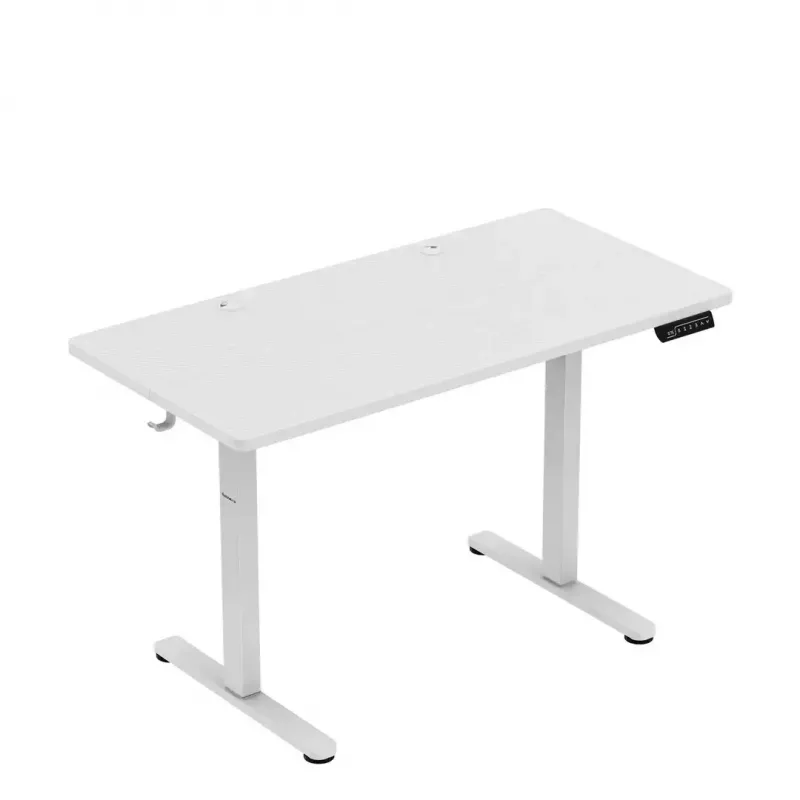 Gaming galds huzaro Hero 8.1 — balts elektriski regulējams augstums 120×60 cm, 720–1180 mm, 50 kg, kabeļu pārvaldība