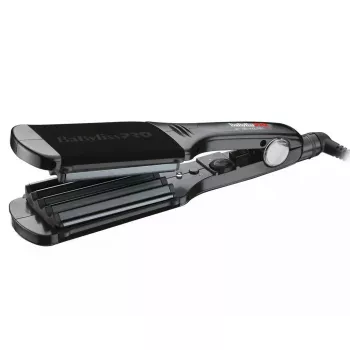 Matu gofrētājs BABYLISS BAB2512EPCE — vads, keramikas-turmalīna plāksnes, 5 temperatūras līmeņi, līdz 200°C, grozāms 2,7 m vads, 0,89 kg, silts melns rozā