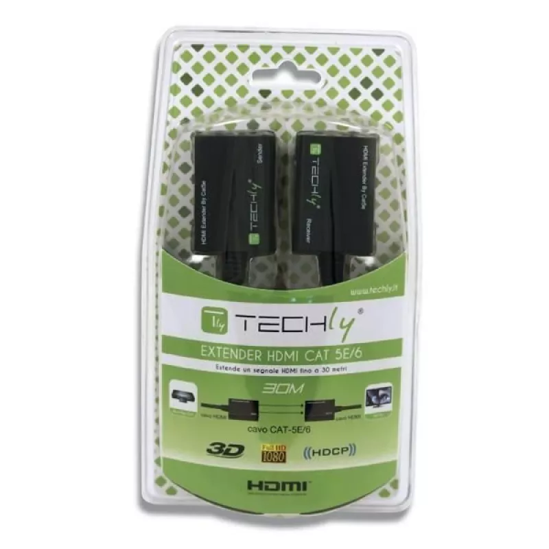 Techly HDMI pastiprinātājs Cat5e/Cat6 kompakts 30m IDATA EXT-E30D