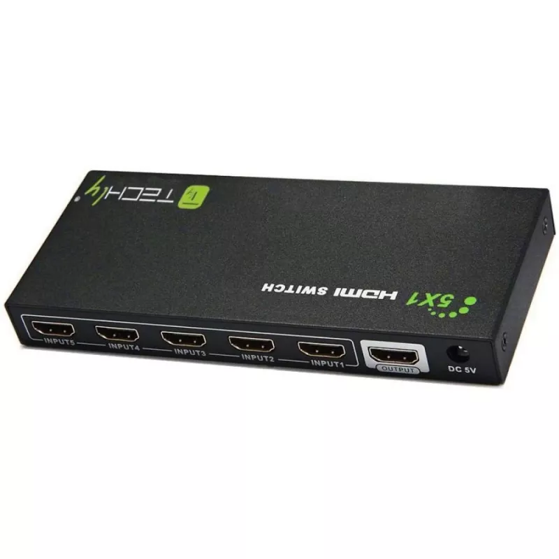 Techly HDMI slēdzis 5 IN 1 OUT ar tālvadības pulti, 4Kx2K, 3D IDATA HDMI-4K51