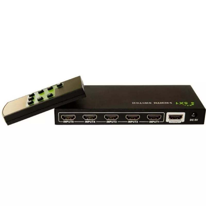 Techly HDMI slēdzis 5 IN 1 OUT ar tālvadības pulti, 4Kx2K, 3D IDATA HDMI-4K51