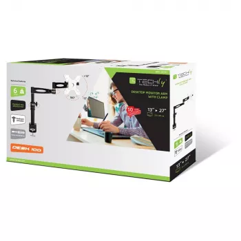 Techly ICA-LCD 502BK Galda statīvs monitoram ar garu roku, 13-27 collas, melns