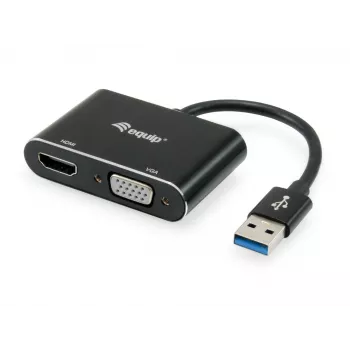 Equip USB 3.0 uz HDMI/VGA (HD15) adapter, 3.2 Gen 1 (3.1 Gen 1), USB Type-A, HDMI izeja, 1920 x 1080 pikseļi
