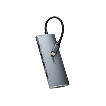 Equip USB-C 7-in-1 daudzfunkciju adapteris, USB 3.2 Gen 1 Type-C, 100 W, sudrabs, MicroSD/SD, 4K Ultra HD