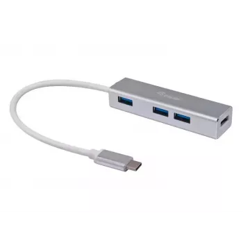 Equip USB-C uz 4 portu USB 3.0 centrmezgls, USB 3.2 Gen 1 Type-C, USB 3.2 Gen 1 Type-A, 5000 Mbit/s, Sudrabs, Alumīnijs