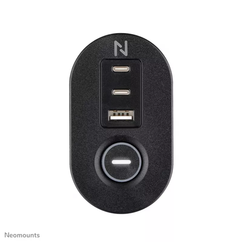 Neomounts DS22-840BL6 VOLT galda kontaktligzda ar skavu un USB-C / USB-A portiem - ātrā uzlāde