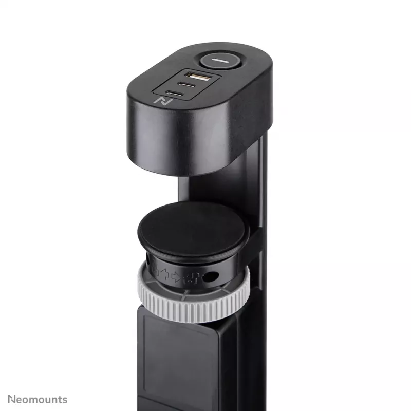 Neomounts DS22-840BL6 VOLT galda kontaktligzda ar skavu un USB-C / USB-A portiem - ātrā uzlāde
